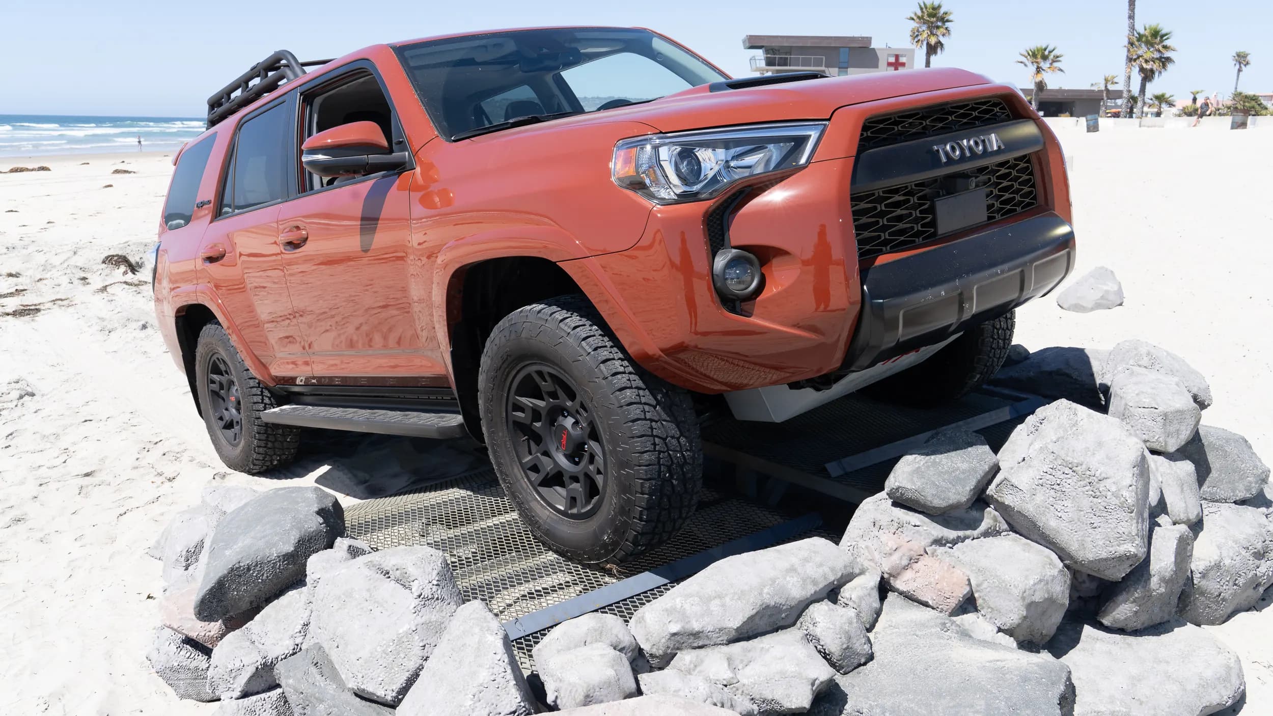 Toyota 4Runner TRD climbing the Rock Ramp on the beach