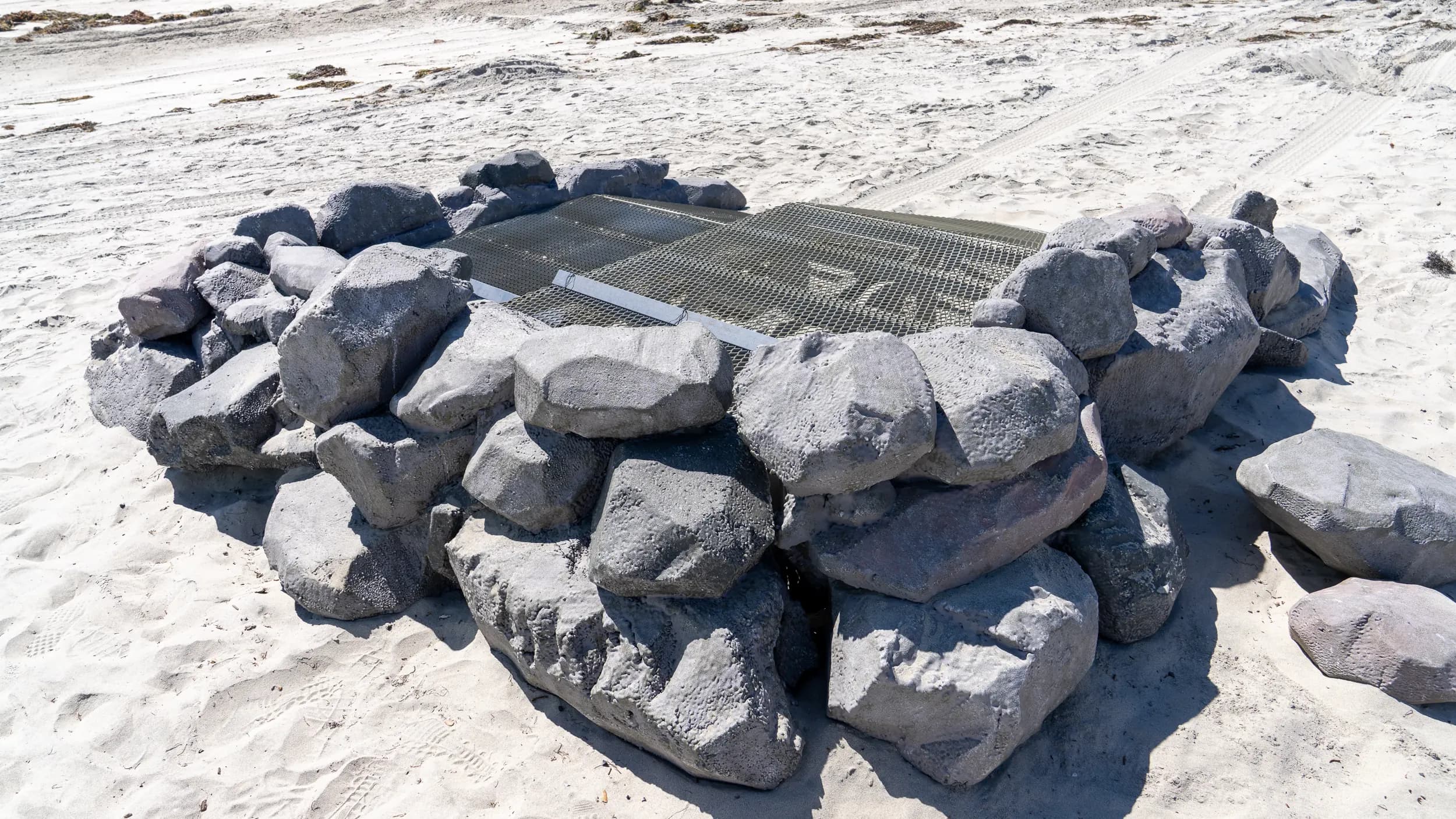 The Rock Ramp dressed in faux stone on the beach